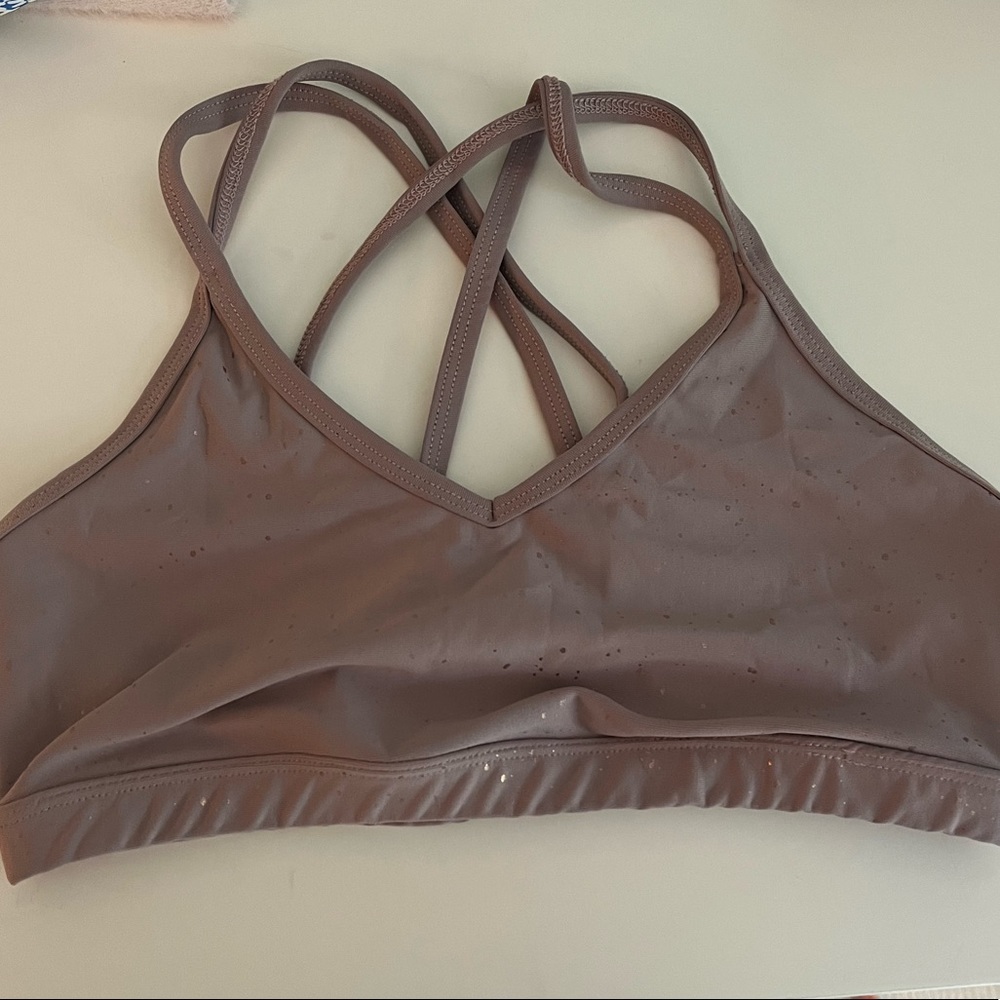 Mauve cross back sports bra